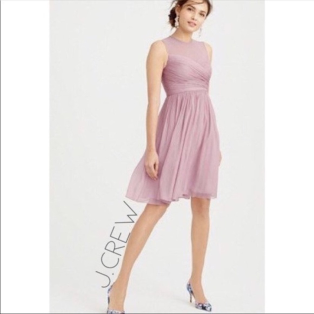 NWT J. Crew Clara lilac silk dress 2 2P petite